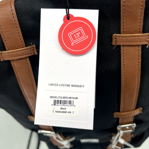 Herschel Little America Laptop Backpack, Mid-volume 17.0L, Black/Tan - Picture 3 of 3