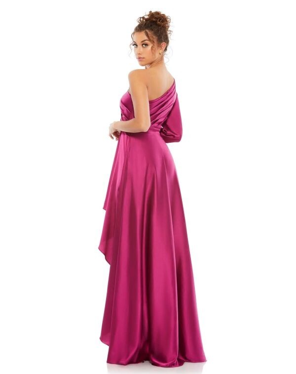 プリーツで華やか♪【Mac Duggal】ワンショルダー アシメ ドレス Gold Embellished Floral Detail One Shoulder Gown - Mac Duggal