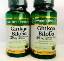 2 Pack Double Strength Ginkgo Biloba, 120mg, 100 Capsules Brain & Memory Health