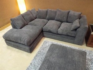 Details About New Beautiful Sasha Fabric Sofa Grey Jumbo Cord Corner Uk Delivery