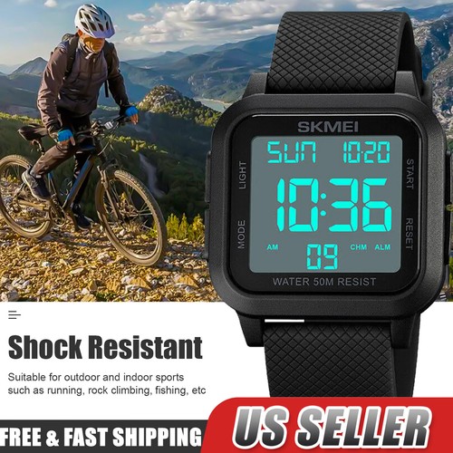 Large Digital Fashion Men's Sports Watch LED Waterproof Multifunction Wristwatch - Bild 1 von 9