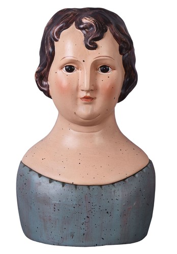 Antique Box With Women's Head Jewelry Case Shabby Bust - Picture 1 of 6