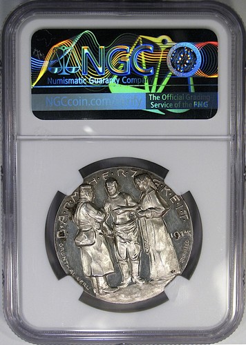 1914 GERMANY "MERCY" SILVER MEDAL NGC MS62 ~ CAMEO PROOF? VIDEO ADDED! - Picture 4 of 4