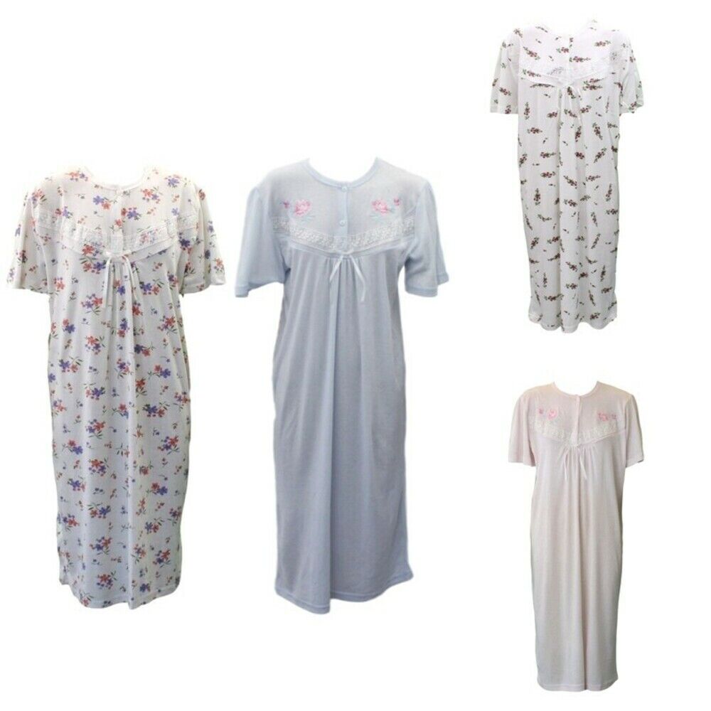 NEW Women's Ladies Cotton Nightie Night Gown Pajamas Pyjamas PJ Sleepwear