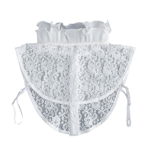 Pullover Oberteil mit abnehmbarem Kragen Damen Hals Schal Spitze Blume falscher Stehkragen - Bild 9 von 10