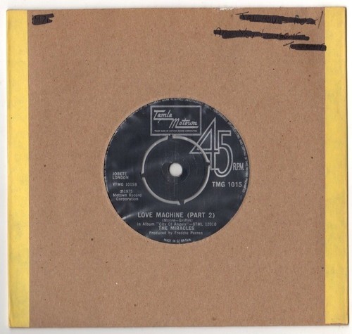 THE MIRACLES - LOVE MACHINE (PART's 1&2).  UK ORIG 1975 MOTOWN 7". EX - Picture 2 of 2