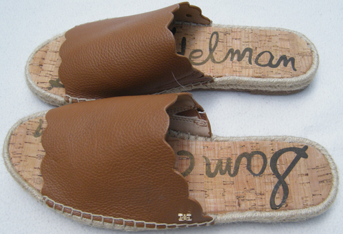 Sam Edelman Slide Sandalo 10 M Andy Cammello Marrone Pelle Smerlata Espadrillas - Foto 2 di 4