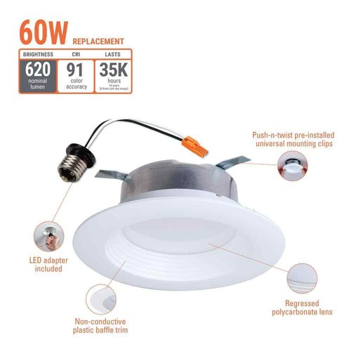 HALO LTE 4 in. LED Recessed Trim 3000K Housing Required New Construction 12-Pack - Picture 4 of 6