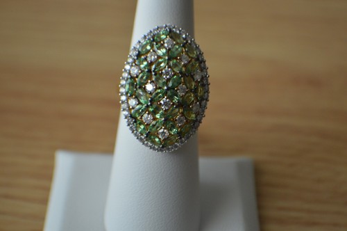 4.00ct Premium Tsavorite Garnet / Moissanite Ring 14k YG over Fine Silver Size 5 - Picture 10 of 12