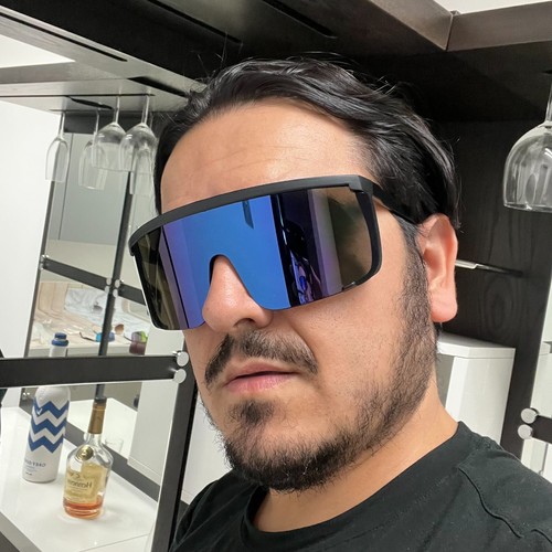 Sonnenbrille Damen Herren Übergröße riesiges Visier großes Schild Maske halbes Gesicht großer Spiegel - Bild 19 von 50