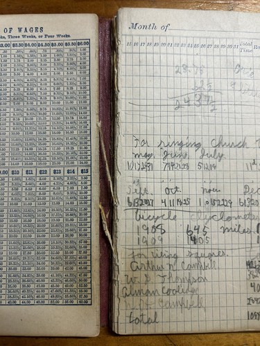 Antique 1908-1915Time Work Log Hourly Wage Book Hanover- Rumford Maine Area - Picture 5 of 15