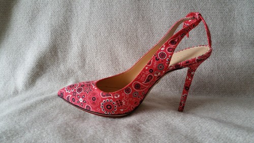New Charlotte Olympia Monroe Bandana Sling back pump heel 8 38 Red Shoe - Picture 9 of 13