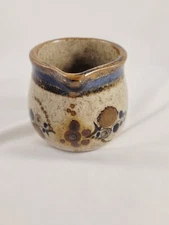 Vintage Tonala Mexican Folk Art Pottery Vase/Small Pitcher Hand Painted, Signed