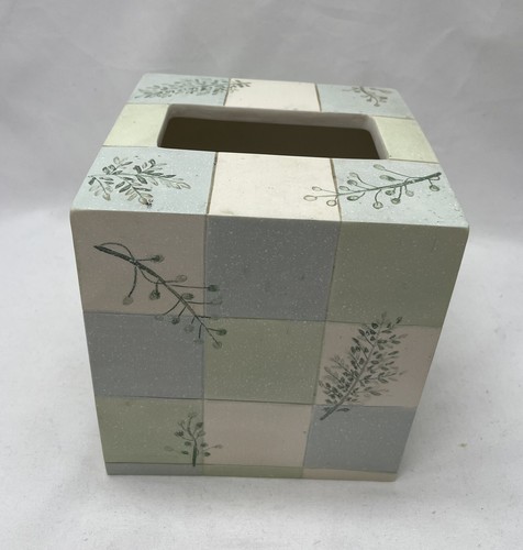 Vintage Croscill Rainier Resin Tissue Box Cover Hand Painted 6 in. - Picture 2 of 5