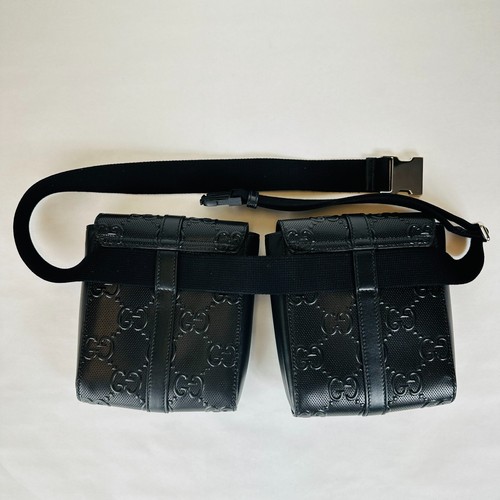 New Gucci Unisex Black Guccissima Leather Crossbody Belt Bag 631339 1000 - Picture 3 of 9