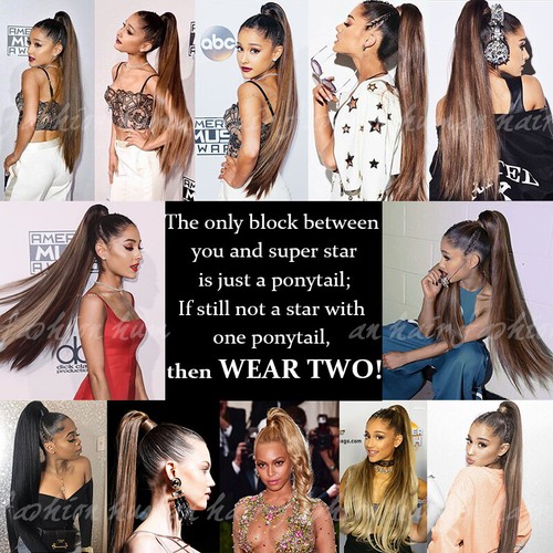 AU Ponytail Clip in THICK 100% Real Human Remy Hair Extensions Wrap on Pony Tail - Picture 3 of 37