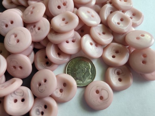 12 Clear Pink Swirl Circle with concave square center Buttons 5/8" 15mm - Picture 5 of 7
