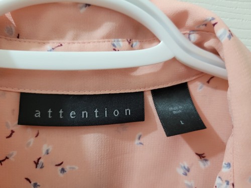 Attention Sleeveless Button Up Blouse Chiffon Peach White Floral Womens Large - Picture 5 of 14