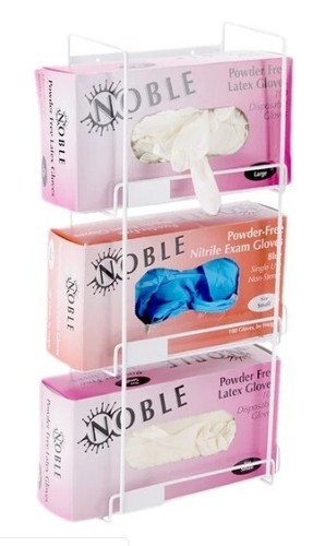 3-Tier White Wire Wall-Mount Glove Box Holder, Saves Counter Space XS,S,M,L,XL - Picture 1 of 7