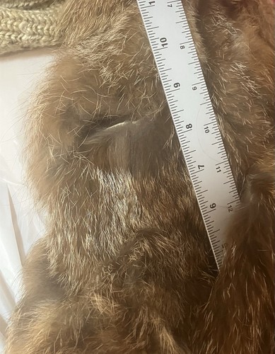 Vintage 1980's Fox Fur Coat Sweater Jacket Knit Oversized Collar YKK Zipper - Picture 23 of 24