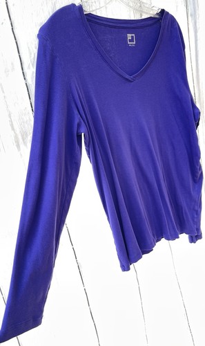 JCP Damen XXL Lila Langarm V-Ausschnitt Shirt 100% Baumwolle - Bild 2 von 6