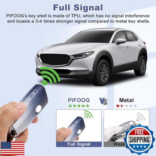 PIFOOG Key Fob Cover for Mazda CX5 CX30 CX50 CX90 CX9 3 6 MX5 Miata 4 Button - Picture 5 of 5