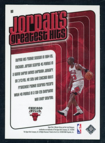 1999-2000 Upper Deck Ultimate Victory #93 Jordan's Greatest Hits Micheal Jordan - Bild 2 von 2