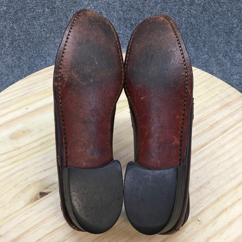 Mocasines informales para hombre 12 B borla punta almendra moc 915038B planos de cuero marrón - Imagen 8 de 10