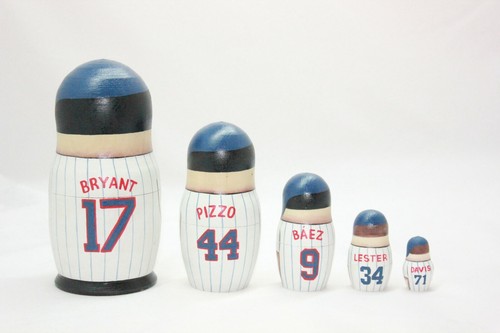Chicago Cubs Nesting Puppe MLB 7" 5 Stück Bryant Handmede Holz Stapelpuppe - Bild 6 von 12