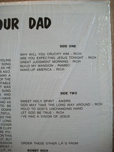 Bobby Rich - In Memory Of Our Dad (LP, Rich Records) ~ with Shrink - Picture 3 of 8