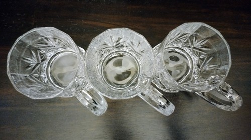 Cristal D'Arques France Coffee Cups Tea Mugs Genuine Lead Crystal Set of 3 - Picture 7 of 12