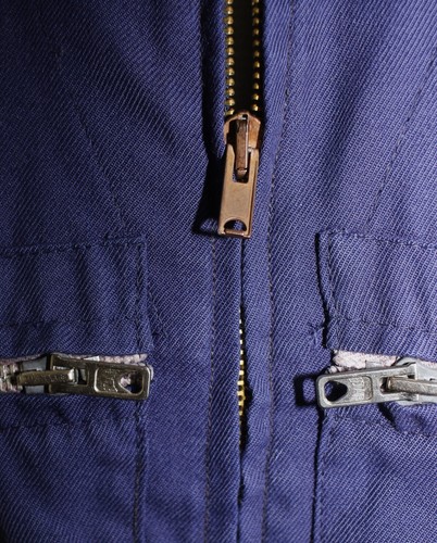 Vintage 1960s Indigo Blend Cotton Cyclist Zipped Jacket Size M Made in France - Picture 5 of 9