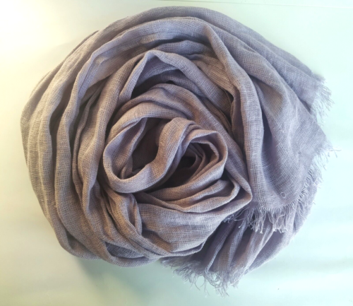 Purple 100 % linen warm scarf organic softened flax lilac color - Picture 6 of 8