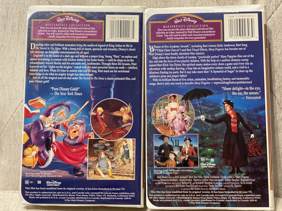 WALT Disney Home Video Masterpiece VHS LOT Melody Time Three WALT Disney Home Video Masterpiece VHS LOT Melody Time Three