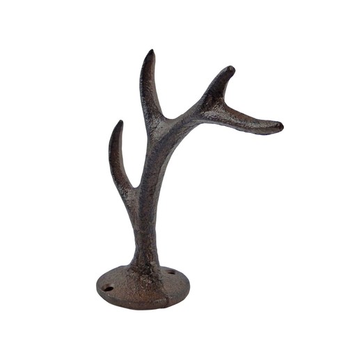 Cast Iron Deer Buck Antler Wall Hook Key Towel Coat Hat Hanger Cabin Lodge Decor - Picture 3 of 5