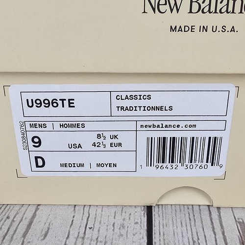 ⚡ New Balance 996 x Made in USA Men's Size 9 Athletic Shoes U996TE Grey Navy ⚡ - Picture 13 of 14