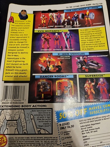 ToyBiz Uncanny X-Men Apocalypse 1991 NIP W/Trading Card Marvel Comics - Picture 7 of 8