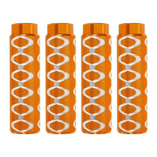 4 Pack Aluminum Alloy Bike Pegs Anti-Skid Fit 3/8 Inch Axles with Circle Yellow