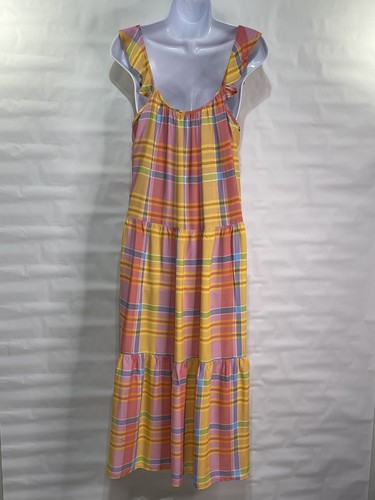 TIME And TRU Women’s Sz L Multicolor Pockets Ruffle Sleeve Midi A-line Dress - Picture 8 of 10