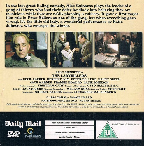THE LADYKILLERS - PROMO DVD (1955) ALEC GUINNESS, CECIL PARKER, HERBERT LOM - Picture 2 of 2