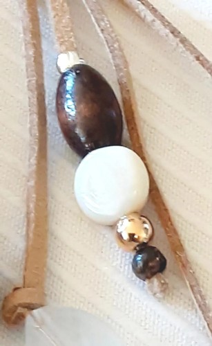 Chico's Awesome Necklace Earrings Braided Leather, Wood Gold Silver Beads Ma5 - Picture 10 of 13