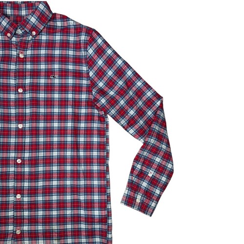 Vineyard Vines Boys Plaid Flannel Shirt XL 18 Button-front Long Sleeves Cotton - Picture 5 of 8