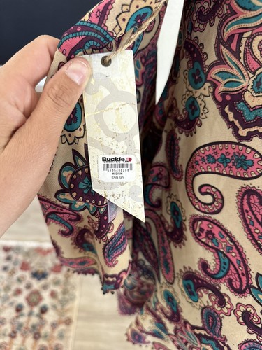 BKE Gimmicks NWT Women's Size Small Chiffon Fly Away Kimono Paisley Beaded Trim - Picture 9 of 9