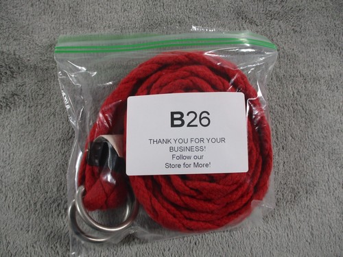 J. Crew Red Cotton Braided Fabric Belt Leather Ends Medium Large Mens D Ring EUC - Picture 12 of 12