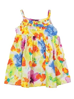 Vestido de sol Blueberi bebé niña rosa amarillo con flores brillantes bebé sol - Imagen 1 de 1