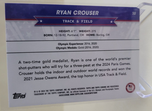 2024 TOPPS CHROM US OLYMPISCHE RYAN CROUSER #32 BLAU SER # 57/150 - Bild 2 von 2
