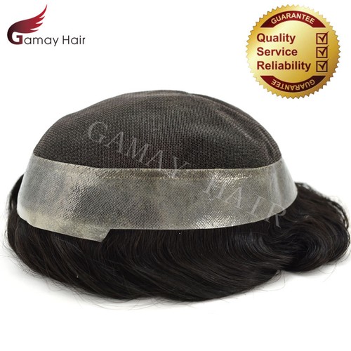 Mens Toupee French Lace Natural Human Hair piece Invisible PU Wigs Australia - Picture 6 of 54