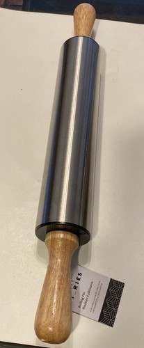 Short Stories Stainless Steel rolling pin. wooden handles 17 Inch - Picture 12 of 12
