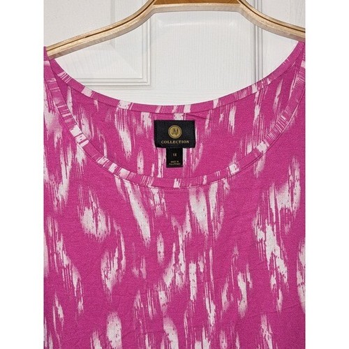 Blusa manica corta collo scoop top stampa astratta rosa JM Collection 1X nuova con etichette - Foto 6 di 9