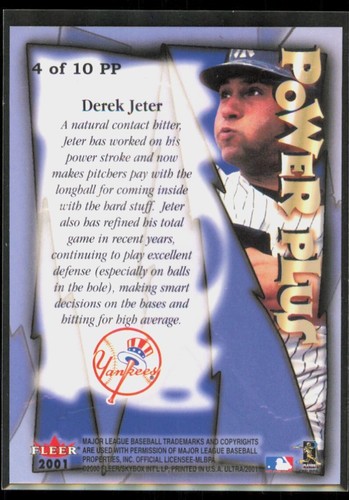 2001 Fleer Ultra Power Plus Derek Jeter New York Yankees/Arizona - Picture 2 of 2